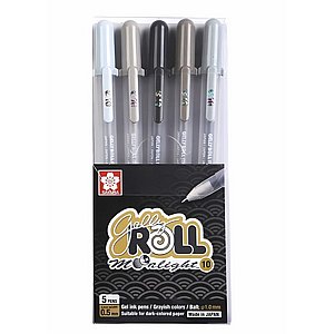 סט 5 עטי ג'ל בגווני אפור - Sakura Gelly Roll Moonlight סט 5 עטי ג'ל בגווני אפור - Sakura Gelly Roll Moonlight