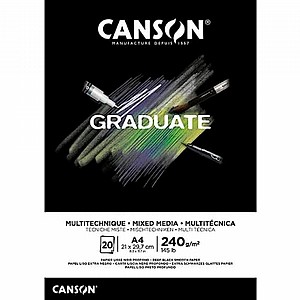כנסון GRADUTAE בלוק שחור A4 מיקס מדיה 240 גם 20 דף כנסון GRADUTAE בלוק שחור A4 מיקס מדיה 240 גם 20 דף