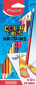 12 עפרונות צבעוניים דו־צדדיים משולשים Color’Peps Duo מאפד | Maped 12 עפרונות צבעוניים דו־צדדיים משולשים Color’Peps Duo מאפד | Maped