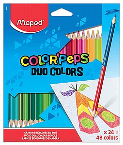 24 עפרונות צבעוניים דו־צדדיים משולשים Color’Peps Duo מאפד | Maped 24 עפרונות צבעוניים דו־צדדיים משולשים Color’Peps Duo מאפד | Maped