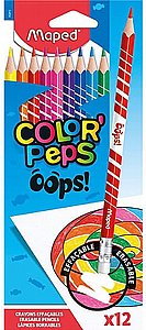 12 עפרונות צבעוניים מחיקים משולשים Color’Peps Oops מאפד | Maped 12 עפרונות צבעוניים מחיקים משולשים Color’Peps Oops מאפד | Maped