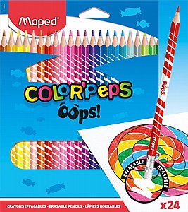 24 עפרונות צבעוניים מחיקים משולשים Color’Peps Oops מאפד | Maped 24 עפרונות צבעוניים מחיקים משולשים Color’Peps Oops מאפד | Maped
