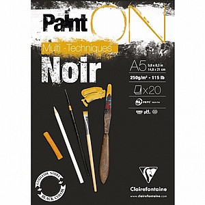 בלוק PAINT'ON שחור 250 גרם 20 דף A5 קלייר פונטיין בלוק PAINT'ON שחור 250 גרם 20 דף A5 קלייר פונטיין