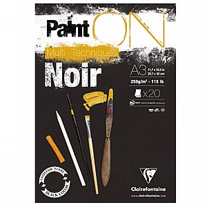 בלוק PAINT'ON שחור 250 גרם 20 דף A3 קלייר פונטיין בלוק PAINT'ON שחור 250 גרם 20 דף A3 קלייר פונטיין