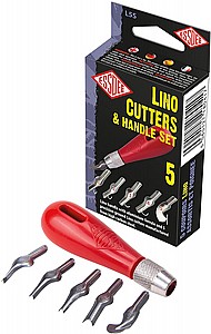 סט 5 סכיני גילוף וידית להדפס LINO סט 5 סכיני גילוף וידית להדפס LINO