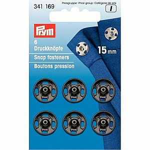 לחצניות 15 מ"מ 6 יח' PRYM שחור לחצניות 15 מ"מ 6 יח' PRYM שחור