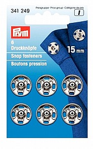 לחצנית 15 מ"מ 6 יח' ניקל PRYM לחצנית 15 מ"מ 6 יח' ניקל PRYM