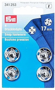 לחצניות 17 מ"מ 4 יח' PRYM ניקל לחצניות 17 מ"מ 4 יח' PRYM ניקל