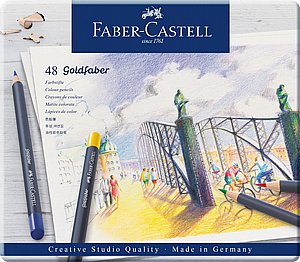 סט 48 יח' עפרונות צבעוניים GOLDFABER פאבר קסטל בקופ' מתכת FABER CASTELL סט 48 יח' עפרונות צבעוניים GOLDFABER פאבר קסטל בקופ' מתכת FABER CASTELL