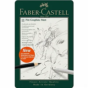 פאבר קסטל - סט רישום מט 11 חלקים Faber-Castell Pitt Graphite Matt פאבר קסטל - סט רישום מט 11 חלקים Faber-Castell Pitt Graphite Matt