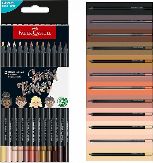 ���� ���� - �� 12 ������� ��� ������ ��� Faber-Castell Black Edition Skin Tones