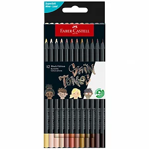 פאבר קסטל - סט 12 עפרונות צבע לגווני עור Faber-Castell Black Edition Skin Tones פאבר קסטל - סט 12 עפרונות צבע לגווני עור Faber-Castell Black Edition Skin Tones