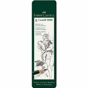 פאבר קסטל - סט 6 עפרונות רישום Faber-Castell Castell 9000 Graphite HB-8B פאבר קסטל - סט 6 עפרונות רישום Faber-Castell Castell 9000 Graphite HB-8B