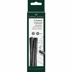 פאבר קסטל - סט 6 מקלות פחם טבעי 6-11 מ"מ Faber-Castell Natural Pitt פאבר קסטל - סט 6 מקלות פחם טבעי 6-11 מ"מ Faber-Castell Natural Pitt