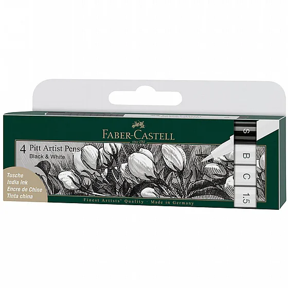 ���� ���� - �� 4 ��� ����� ���� ���� Faber-Castell Pitt Artist Pen Black & White