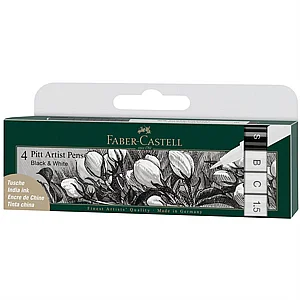���� ���� - �� 4 ��� ����� ���� ���� Faber-Castell Pitt Artist Pen Black & White