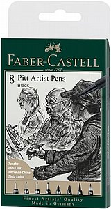 פאבר קסטל - סט 8 עטי רישום שחור גווני שחור (199) Faber-Castell Pitt Artist Pen פאבר קסטל - סט 8 עטי רישום שחור גווני שחור (199) Faber-Castell Pitt Artist Pen