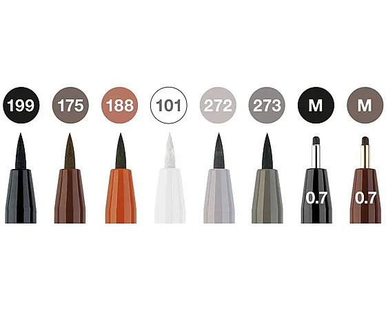 ���� ���� - �� 8 ����� �������� ������� ������� Pitt Artist Pen Brush Classic