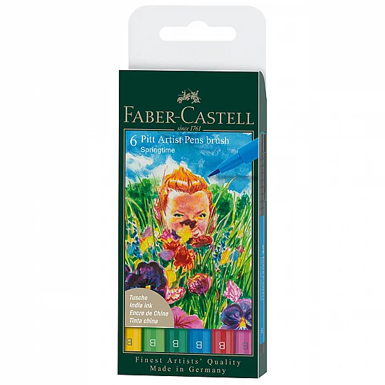 ���� ���� - �� 6 ���� ����� �������� ������ ���� Faber-Castell Pitt Artist Pen Brush Springtime