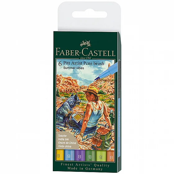 ���� ���� - �� 6 ���� ����� �������� ������ ���  Faber-Castell Pitt Artist Pen Brush Summer