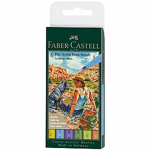 פאבר קסטל - סט 6 טושי מכחול מקצועיים בגווני קיץ Faber-Castell Pitt Artist Pen Brush Summer פאבר קסטל - סט 6 טושי מכחול מקצועיים בגווני קיץ Faber-Castell Pitt Artist Pen Brush Summer