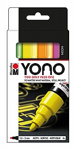 מרבו סט YONO מרקר אקרילי 4 צבעי ניאון חוד בינוני 1.5*3 מ"מ מרבו סט YONO מרקר אקרילי 4 צבעי ניאון חוד בינוני 1.5*3 מ"מ
