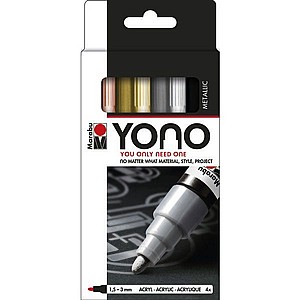 מרבו סט YONO מרקר אקרילי 4 צבעים מטאלים חוד בינוני 3*1.5 מ"מ מרבו סט YONO מרקר אקרילי 4 צבעים מטאלים חוד בינוני 3*1.5 מ"מ