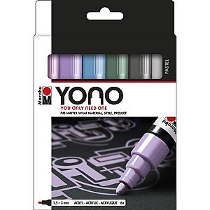 מרבו סט YONO מרקר אקרילי 6 צבעי פסטל חוד בינוני 1.5*3 מ"מ מרבו סט YONO מרקר אקרילי 6 צבעי פסטל חוד בינוני 1.5*3 מ"מ