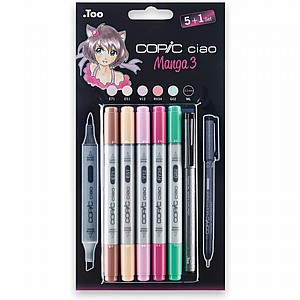 סט 5 טושים COPIC CIAO + ליינר קופיק בגווני מנגה 3 סט 5 טושים COPIC CIAO + ליינר קופיק בגווני מנגה 3