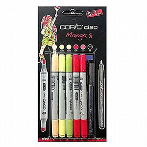 סט 5 טושים COPIC CIAO + ליינר קופיק בגווני מנגה 8 סט 5 טושים COPIC CIAO + ליינר קופיק בגווני מנגה 8