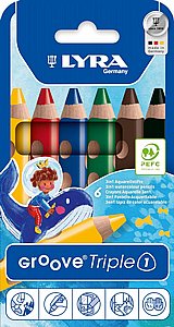 עפרונות צבעוניים TripleOne גרוב 6 יח' עפרונות צבעוניים TripleOne גרוב 6 יח'