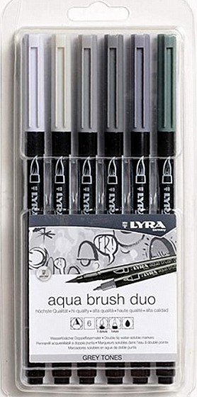 �� 6 ��� ����� �� ���� ���� ����  LYRA AQUA BRUSH DUO GREY TONES 