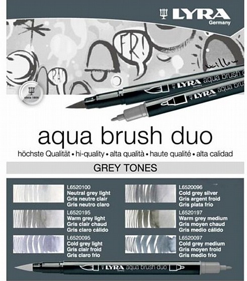 �� 6 ��� ����� �� ���� ���� ����  LYRA AQUA BRUSH DUO GREY TONES 