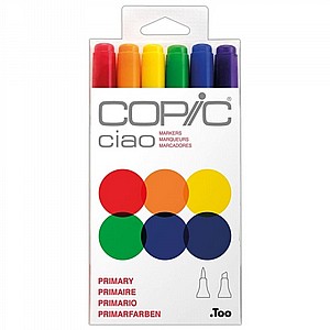 סט 6 טושים קופיק צ'או COPIC CIAO בצבעי יסוד סט 6 טושים קופיק צ'או COPIC CIAO בצבעי יסוד