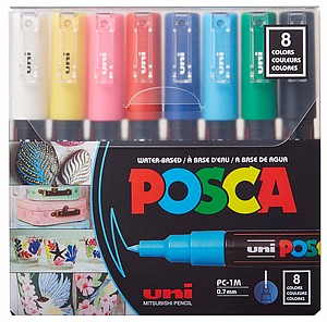 סט 8 מרקר לתחביב ויצירה POSCA ראש לבד PC-1M סט 8 מרקר לתחביב ויצירה POSCA ראש לבד PC-1M
