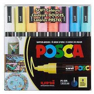 סט 8 מרקר לתחביב ויצירה גווני פסטל פוסקה POSCA PC-5M סט 8 מרקר לתחביב ויצירה גווני פסטל פוסקה POSCA PC-5M