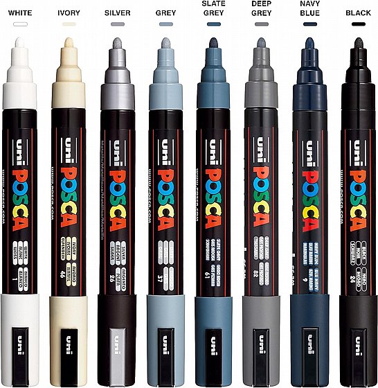 �� 8 ���� ����� �������� POSCA PC-5M Mono Tone