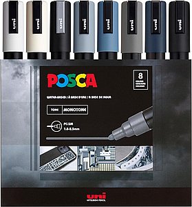 �� 8 ���� ����� �������� POSCA PC-5M Mono Tone