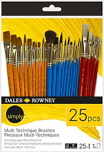 סט 25 מכחולי שמן מים ואקריליק בנרתיק - Daler Rowney Simply Mixed Media סט 25 מכחולי שמן מים ואקריליק בנרתיק - Daler Rowney Simply Mixed Media