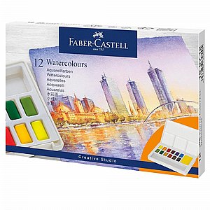 פאבר קסטל - סט 12 צבעי מים Faber-Castell Watercolor Pans פאבר קסטל - סט 12 צבעי מים Faber-Castell Watercolor Pans