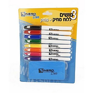 לינרו ליין טוש מחיק דק סט 8 + מחק לינרו ליין טוש מחיק דק סט 8 + מחק