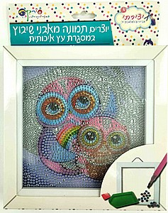 מסגרת תמונה עץ שיבוץ אבנים ינשופים מסגרת תמונה עץ שיבוץ אבנים ינשופים