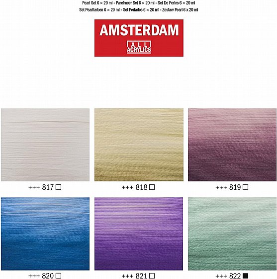 ������� �� ���� ������� ����� 6�20 �"� - Amsterdam Pearl Acrylic Paint Set