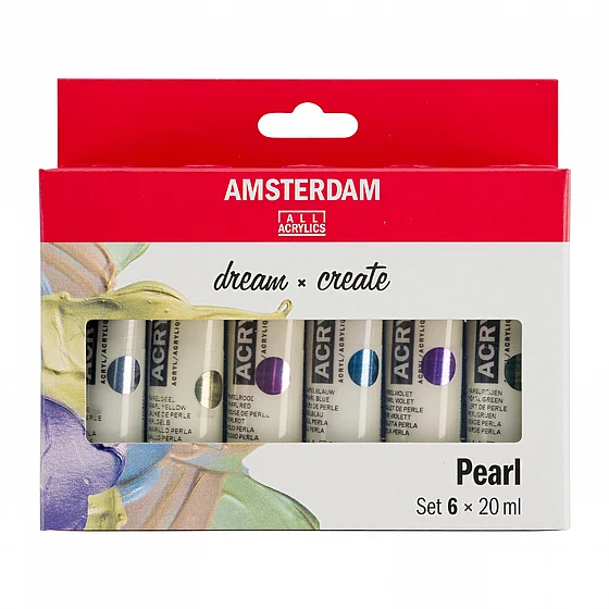 ������� �� ���� ������� ����� 6�20 �"� - Amsterdam Pearl Acrylic Paint Set