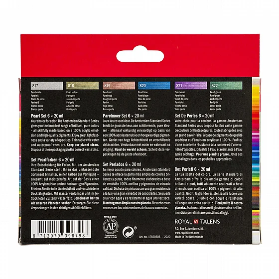 ������� �� ���� ������� ����� 6�20 �"� - Amsterdam Pearl Acrylic Paint Set