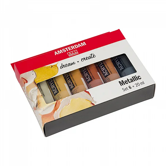 ������� �� ���� ������� ������� 6�20 �"� - Amsterdam Metallic Acrylic Paint Set