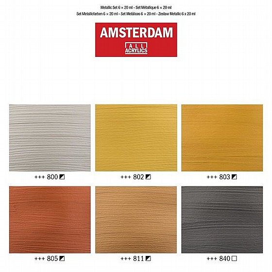 ������� �� ���� ������� ������� 6�20 �"� - Amsterdam Metallic Acrylic Paint Set