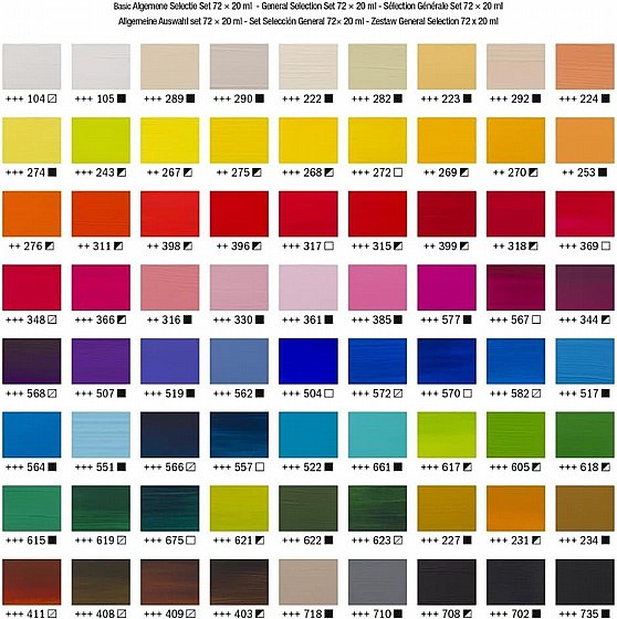 ������� �� ���� ������� ������ 72�20 �"� - Amsterdam General Selection Acrylic Paint Set
