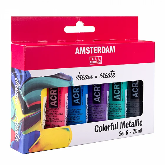 ������� �� ���� ������� ������� �������� 6�20 �"� - Amsterdam Colorful Metallic Acrylic Paint Set