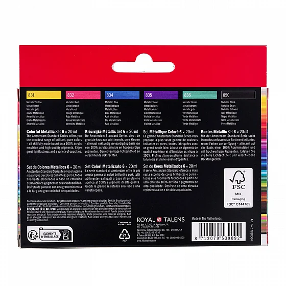 ������� �� ���� ������� ������� �������� 6�20 �"� - Amsterdam Colorful Metallic Acrylic Paint Set